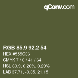 Color code: RGB 85.9 92.2 54 | qconv.com