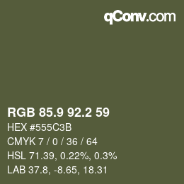 Color code: RGB 85.9 92.2 59 | qconv.com