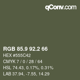 Color code: RGB 85.9 92.2 66 | qconv.com