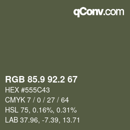 Color code: RGB 85.9 92.2 67 | qconv.com