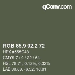 Color code: RGB 85.9 92.2 72 | qconv.com