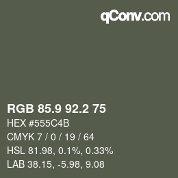 カラーコード: RGB 85.9 92.2 75 | qconv.com