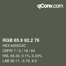 Color code: RGB 85.9 92.2 76 | qconv.com