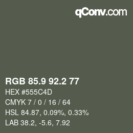カラーコード: RGB 85.9 92.2 77 | qconv.com