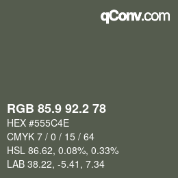 Color code: RGB 85.9 92.2 78 | qconv.com