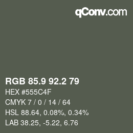 Color code: RGB 85.9 92.2 79 | qconv.com