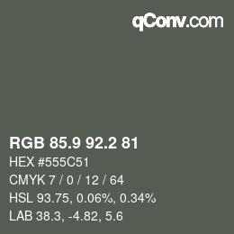 カラーコード: RGB 85.9 92.2 81 | qconv.com