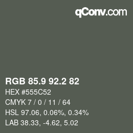 カラーコード: RGB 85.9 92.2 82 | qconv.com