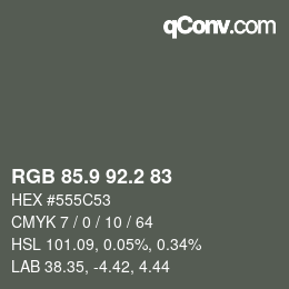 Color code: RGB 85.9 92.2 83 | qconv.com