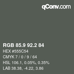 Color code: RGB 85.9 92.2 84 | qconv.com