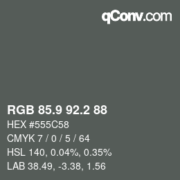 カラーコード: RGB 85.9 92.2 88 | qconv.com
