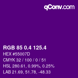 カラーコード: RGB 85 0.4 125.4 | qconv.com