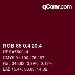 カラーコード: RGB 85 0.4 20.4 | qconv.com