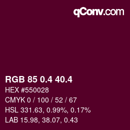 カラーコード: RGB 85 0.4 40.4 | qconv.com