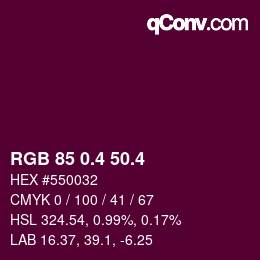 カラーコード: RGB 85 0.4 50.4 | qconv.com