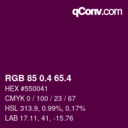 カラーコード: RGB 85 0.4 65.4 | qconv.com