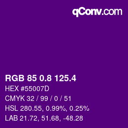 カラーコード: RGB 85 0.8 125.4 | qconv.com