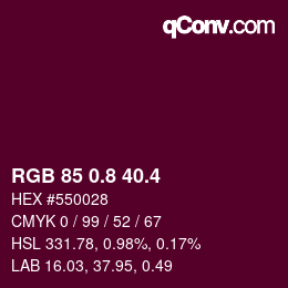 カラーコード: RGB 85 0.8 40.4 | qconv.com