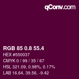 カラーコード: RGB 85 0.8 55.4 | qconv.com