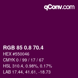 カラーコード: RGB 85 0.8 70.4 | qconv.com