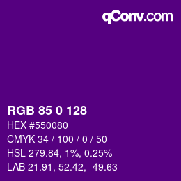 Color code: RGB 85 0 128 | qconv.com