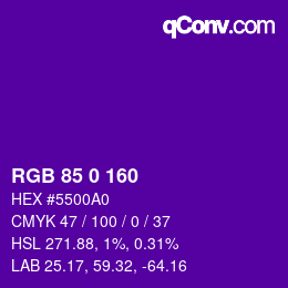 Color code: RGB 85 0 160 | qconv.com