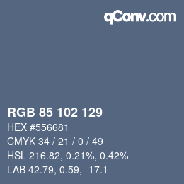 Color code: RGB 85 102 129 | qconv.com