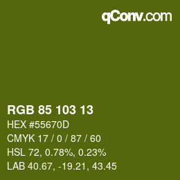 Color code: RGB 85 103 13 | qconv.com