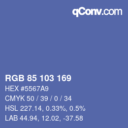 Color code: RGB 85 103 169 | qconv.com