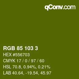 Color code: RGB 85 103 3 | qconv.com