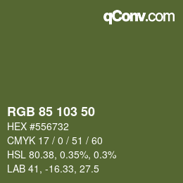 カラーコード: RGB 85 103 50 | qconv.com