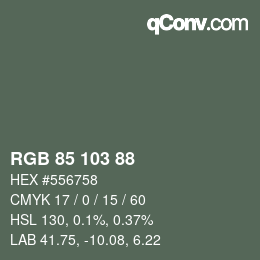 カラーコード: RGB 85 103 88 | qconv.com