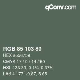 Color code: RGB 85 103 89 | qconv.com
