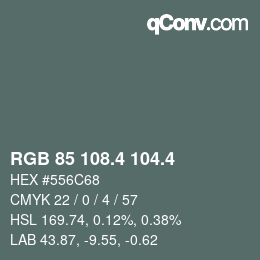カラーコード: RGB 85 108.4 104.4 | qconv.com