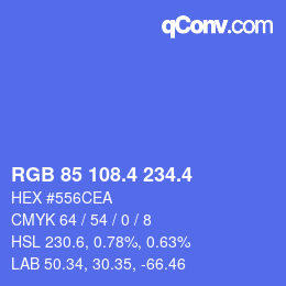 カラーコード: RGB 85 108.4 234.4 | qconv.com