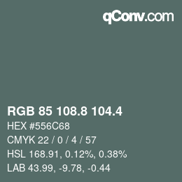 カラーコード: RGB 85 108.8 104.4 | qconv.com