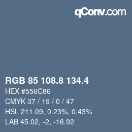 カラーコード: RGB 85 108.8 134.4 | qconv.com