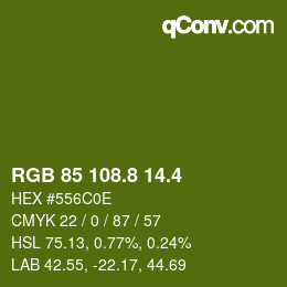 カラーコード: RGB 85 108.8 14.4 | qconv.com