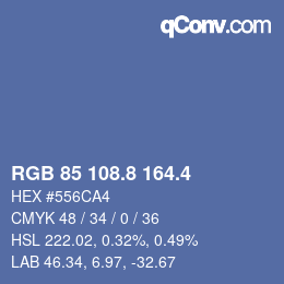カラーコード: RGB 85 108.8 164.4 | qconv.com