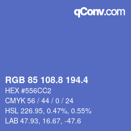 カラーコード: RGB 85 108.8 194.4 | qconv.com