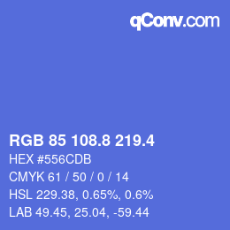 カラーコード: RGB 85 108.8 219.4 | qconv.com