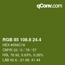 カラーコード: RGB 85 108.8 24.4 | qconv.com