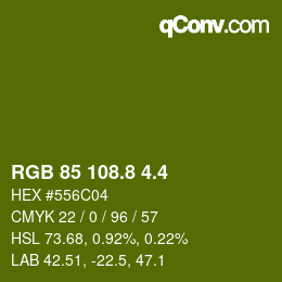 カラーコード: RGB 85 108.8 4.4 | qconv.com