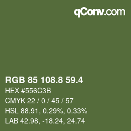 カラーコード: RGB 85 108.8 59.4 | qconv.com