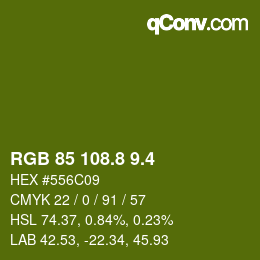 カラーコード: RGB 85 108.8 9.4 | qconv.com