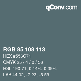 Color code: RGB 85 108 113 | qconv.com