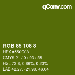 カラーコード: RGB 85 108 8 | qconv.com