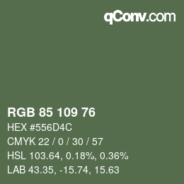 Color code: RGB 85 109 76 | qconv.com