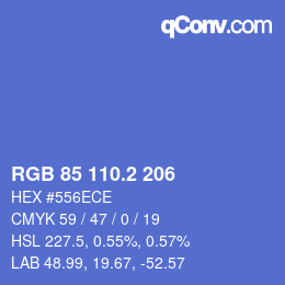 カラーコード: RGB 85 110.2 206 | qconv.com