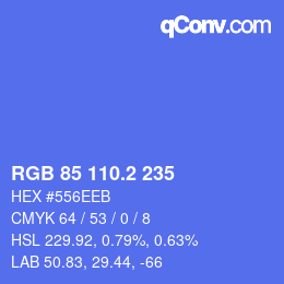 カラーコード: RGB 85 110.2 235 | qconv.com